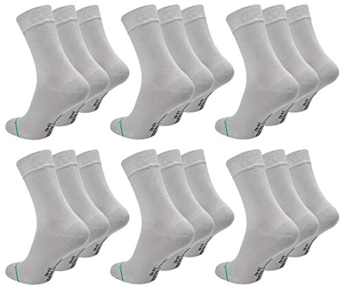 Paolo Renzo Unisex Bambus Business Socken 18 Paar Bambussocken für Damen und Herren Geruchshemmend Größe 39/42 Hellgrau