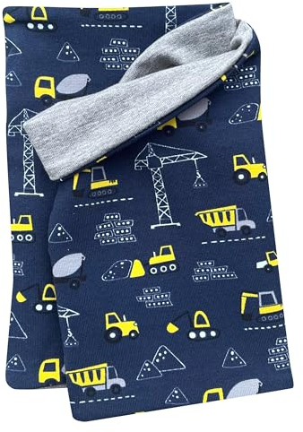 Wollhuhn Öko Jungen/Mädchen Leichter Lockerer Schlupfschal/Halstuch/Loop Baumwolle Zwei Lagen Jersey Übergangszeiten/Sommer 32132220 (Bagger/Baustelle Dunkelblau/Gelb)
