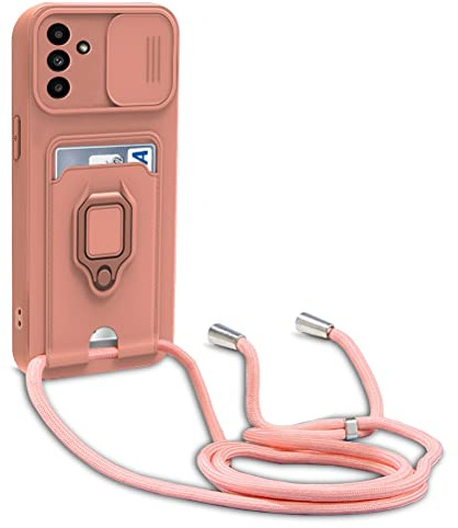yanasuo Cordon de Coque Compatible avec Samsung Galaxy A13 5G, Collier pour Étui Colliers de cellulaire, Silicone Cover Protection de la Caméra Étui Lanyard Case-Pink
