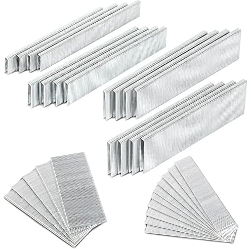 SHALL 3600 Counts 18 Gauge Narrow Crown Staples & Brad Nails, Heavy Duty Galvanized 1/4 Narrow Crown Staples (3/4 1 1-1/4 1-1/2), Brad Nails (1 2), for Pneumatic, Electric Stapler/Brad Nailer