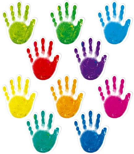 60 STÜCKE Bunte Handabdrücke, Handakzente, Ausschnitte, Pinnwand, Klassenzimmerdekoration in 10 Farben, Basteln, Projekt, Partyzubehör für Kinder, Lehrer, Schüler, Schulanfang, 13 x 10 cm