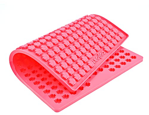 Collory Backmatte Hundekekse, Leckerlis in KLEEBLATT Form, Silikon Backform, Hitzebeständig, Lebensmittelecht & Bpa-frei (Mini Kleeblätter (1,5 cm), Rosa)