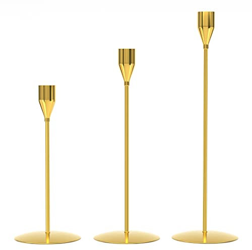 Kerzenhalter, konisch, 3er-Set, hoher Kerzenhalter für lange Kerzen, Kandelaber passend für 3/4 Zoll Stumpenkerzen und LED-Kerzen, Abendessen, Party Tisch Manners