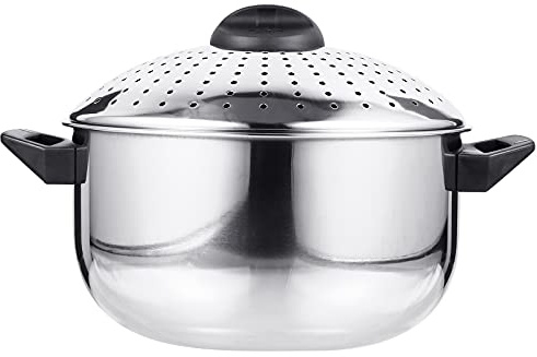 DOITOOL Pastatopf aus Edelstahl mit Siebdeckel, antihaftbeschichtet, Spaghetti-Topf, Nudeln, Kochtopf zum Kochen von Nudeln, Gemüse oder Soßen, silberfarben, 15,7 x 23,9 cm