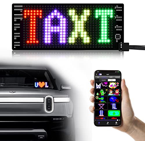 GOTUS Pantalla LED Para coche, Panel de matriz LED Flexible programable, Control de aplicación Bluetooth, Texto de diseño de bricolaje, patrones, animaciones
