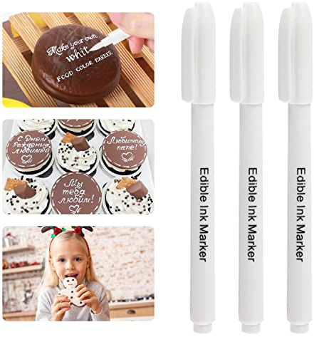 DOMI PRO Food Colouring Pens, 3 Pieces White Cake Baking Food Colouring for Children and Adults Decoration Food Ice Cream DIY Food Colouring Food Colouring