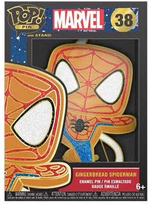 Loungefly POP! Large Enamel Pin MARVEL: GINGERBREAD - Spider-Man - SPIDERMAN Large Enamel Pin - Marvel Comics Enamel Pins - Cute Collectable Novelty Brooch - for Backpacks & Bags