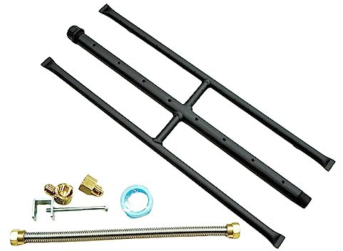 Americangaslogs Braciere rettangolare a gas e bruciatore a gas H-Burner H con 3 tubi (45,7 cm) brevetto applicato