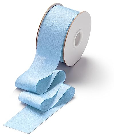 CHUQING Geschenkband Hellblau,in Blau (38 mm x 22,8 m), Schleifenband Dekoband für Weihnachtsgeschenke Geschenke Baby Junge Schnürband Geschenk Verpackung Blume Geburtstag Hochzeit Deko Band