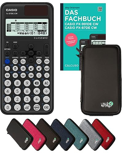 Casio fx-87DE CW inkl. Schutztasche Schwarz & Fachbuch (160 Seiten, DIN A5) – Wissenschaftlicher Rechner – Smart Set