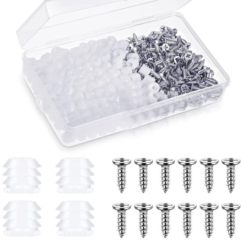 PMELCXD Plastic Hinge Dowel Inserts with Screws 400 Pack, hinge screws, for Drawer Bed Table Repair Mounting Replacement Bathroom Kitchen