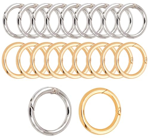 ReaJoys Runde Karabiner 20 Stück Metall Karabiner Rund Ring 25mm O Ringe Karabinerring Schlüsselring für Handtasche DIY Handwerk Zubehör