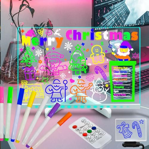 Fanrui Whiteboard aus Acryl, trocken abwischbar, USB-Stromversorgung, wiederbeschreibbar, Fernbedienung, Dimmer, Timmer, Nachtlicht, transparent, Schreibtisch-Notizblock, Notizblock für Zuhause und