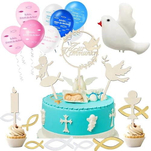 Tortendeko Firmung, Cake Topper Zur Firmung aus Holz, Firmung Deko Torte, Erstkommunion Kuchen Deko Tortendeko Party für Junge Mädchen