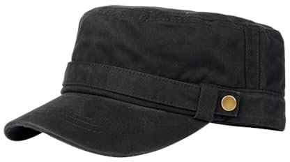 Huamengyuan Baumwolle Flat Top Kappe Unisex Baseballkappe Verstellbar Flache Mütze Sommer Draussen Wandern mütze Klassische Premium Army Cap für Männer und Frauen