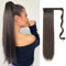 HIOQFR Fake Ponytail Extensions Zopf 55cm Haarteil Synthetik Pferdeschwanz Haarteil Zopf Extensions Echthaar Zopf Glattes Haarzopf Lang Haarteile Echthaar Zopf Haarverlängerung für Damen-dunkelbraun