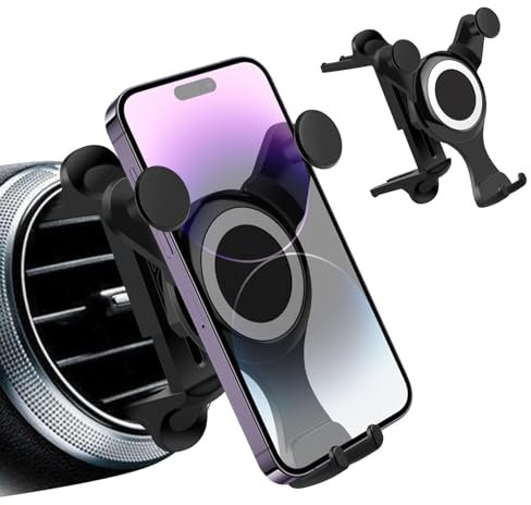 Aeipou Car Phone Holder for Mercedes Benz A/B/C/E/S Mini Cooper Audi-TT Ford Jeep Suzuki Mustang Wrangler Swift Round Vents Mount for All Circular Air Vents iPhone 16/15/14 Pro Max Galaxy S24/S23/S22