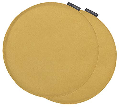 MAGMA AVARO Stuhlkissen/Sitzkissen 2er Set für Indoor und Outdoor, Öko-Tex Siegel, waschbar bis 30°C, 2 Stück, 35x35cm, Senf