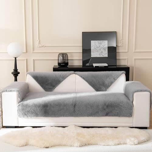 jianyana Sofa überzug Sofabezüge aus Samt Weich rutschfest Strapazierfähig Couchunterlage für 2 3 und 4 Sitzer Warm Atmungsaktiv Maschinenwaschbar für Ledersofa Bank Ecksofa Universal