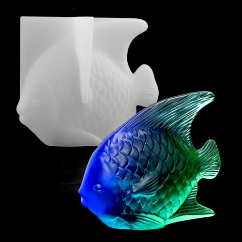 EPODA Moule en résine époxy - En silicone - En forme de poisson - 3D - En silicone - Animaux