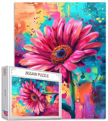 Puzzle de fleur de tanneur rose de 1000 pièces pour adultes, puzzle coloré à motif floral pour activités familiales difficiles, jeux de bricolage, pour décoration murale de la maison, cadeaux pour 50