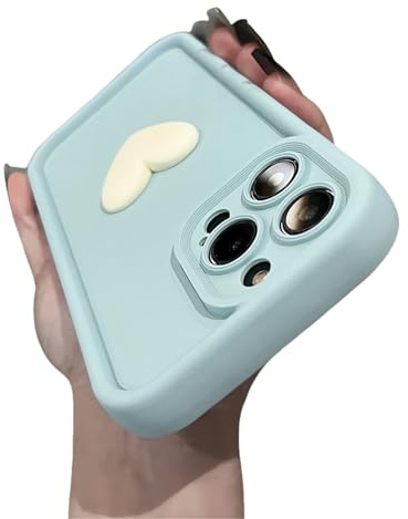 Emlivi Coque de protection compatible avec iPhone XR - Motif cœur 3D - En silicone TPU souple mat - Protection appareil photo - Anti-chocs - Pour filles et femmes - Bleu