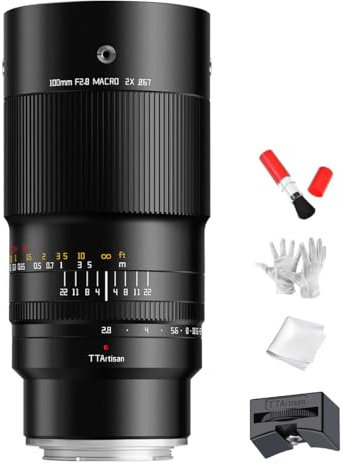 TTartisan 100mm F2.8 Makro 2X Vollformat-Objektiv mit Manueller Fokussierung, Kompatibel mit Spiegellosen Sony E-Mount-Kameras a7 a7II a7III a7R a7RII a7RIV a7S a7SII a7SIII a9 a5000 usw.