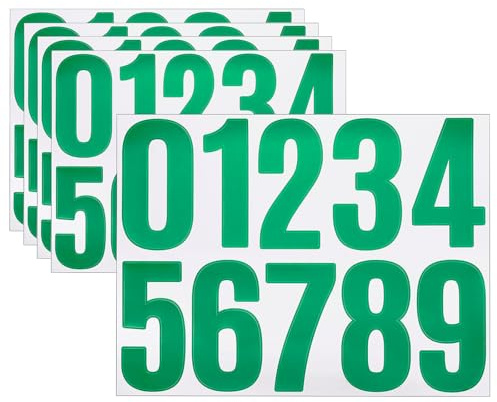 sourcing map 5 Sheets Vinyl House Numbers, 4 Inch Waterproof Self-Adhesive Number Stickers for Mailbox, Sign, Window, Door, Address Number, Green