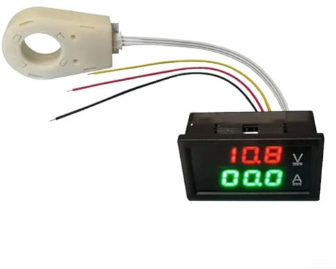 Feegow Digitaler Spannungs-Stromzähler Panel DC 0–300 V – Voltmeter Amperemeter Volt Amp LED-Display – Digital Wasserdicht Dual Display Stromspannungsmesser (100 A)