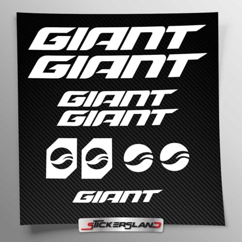 Kit adesivi compatibile con telaio MTB Mountainbike e casco | decals sticker Decalcomanie bici scritte loghi | Stickersland® GIAN (Bianco Lucido)