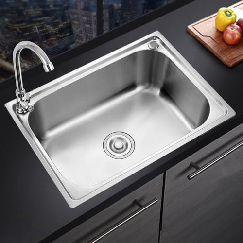 Fregadero Cocina 1 Seno,Fregadero de cocina de acero inoxidable,Fregadero bajo Encimera,Fregadero Cocina plata para bar y cocina,38x33cm,42x37cm,48x35cm,50x40cm,53x38cm,60x45cm(38x33 cm)