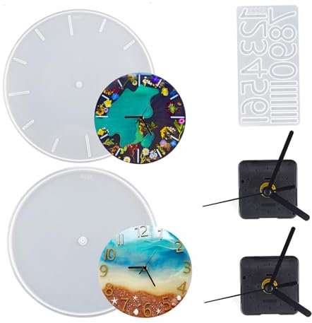 Harz-Uhrform, 5 Stück, große arabische Ziffern aus Silikon, DIY-Uhrformen für Epoxidharz, Uhr, Harzform mit Uhrwerk für Wand, Heimdekoration, Uhrenformen für Epoxidharz, Uhr, Harzform-Set, Silikon-Re