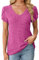 Gemulate Womens Top Trendy Dressy Casual Tshirts Short Sleeve Round Light Smart top Linen Shirt Women Blouses Hot Pink S