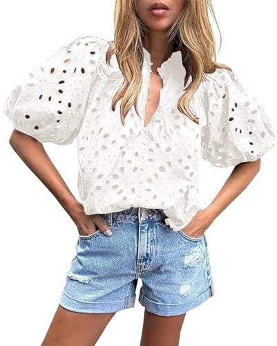 Tee Shirts Femme Soldes Blouse Ethnique Soldes Femme Long Ample Coton Manche 3/4 Tunique Brodee Chemisier Cache Coeur Haut Bleu Turquoise Rose Marine Noir Dentelle Tops Courte