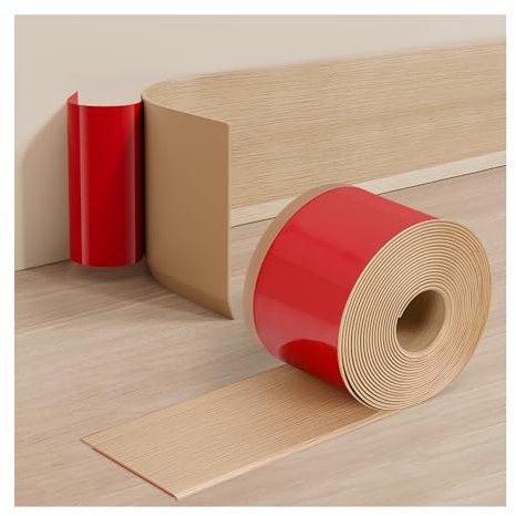 INMOZATA Flexible Skirting Board Covers Self Adhesive 10cm Wide Skirting Board Trim Vinyl Baseboard Molding Trim Peel and Stick Wall Moulding for Floor Base Cove Base Wall Base(Maple Wood Grain,6M)
