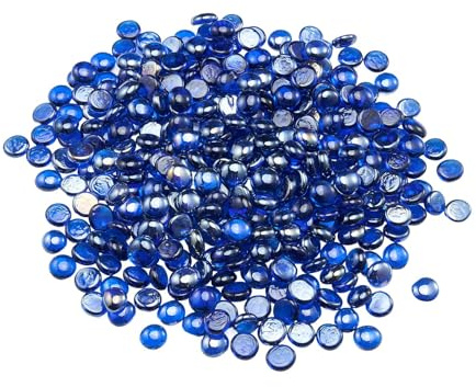 VEVOR Fire Glass, 10LBS/4.5KG High-Temperature Resistant Fireplace Rocks, 3/4-Inch / 19.05 mm Reflective & Smokeless Firepit Glass Beads, High Luster Stone Landscaping for Fire Pit Table, Cobalt Blue