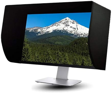 WLSYX Screen Sun Visor, 27-inch Display Monitor Hood Sunshade, Desktop Computer Screen Hood, 19CM Shading Distance and Width 16.1-27.1 Inches Adjustable, for Most 17-27'' Screen, Libraries, Office