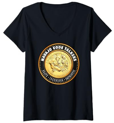 Damen Code Talkers: Helden der Navajo aus dem Zweiten Weltkrieg für das Erbe der amerikanischen Ureinwohner T-Shirt mit V-Ausschnitt