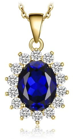 JewelryPalace Prinzessin Diana Kate Middleton Edelstein Amethyst Citrin Granat Peridot Topaz Saphir Rubin Smaragd Ketten Anhänger Silber 925 45CM, Halskette Damen Collier Frauen Schmuck Rosegold Gold
