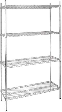 Vogue 4-stöckiges Drahtregal-Set 915 x 460 mm, verzinktes Zink, maximale Belastung: 220 kg, Größe: 1853 (H) x 915 (B) x 460 (T) mm, flach verpackte Drahtregale, L927