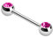 Taffstyle® Piercing - Brust Nippel Intimpiercing Hantel Doppel Front Kristall Kugel in verschiedenen Farben - 1,6mm x 12mm x 5mm - Pink