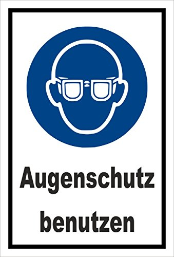 Schild - Gebots-zeichen - Augen-schutz benutzen - entspr. DIN ISO 7010 / ASR A1.3 – 15x10cm | stabile 3mm starke PVC Hartschaumplatte – S00361-008-A +++ in 20 Varianten erhältlich
