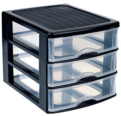 Plastic Forte, Cajonera Guadiana sobremesa, Negro, 3 Cajones