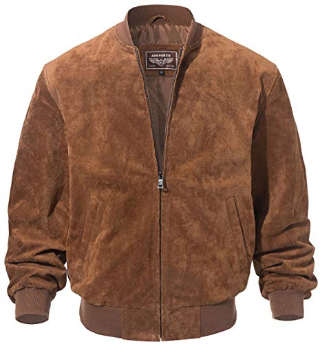 FLAVOUR Blouson aviateur de baseball en cuir pour homme Vintage Daim Peau de porc