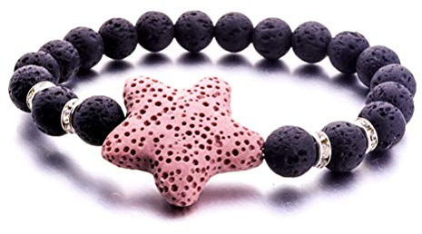 Lavastein Armband, Vulkangestein 25 Mm Seestern Charme Ätherisches Öl Parfüm Diffusor Armreif, Verstellbare Elastische Manschette Mit Rollrand Unisex Armband Schmuck Festival Paar Geschenk Der Fre