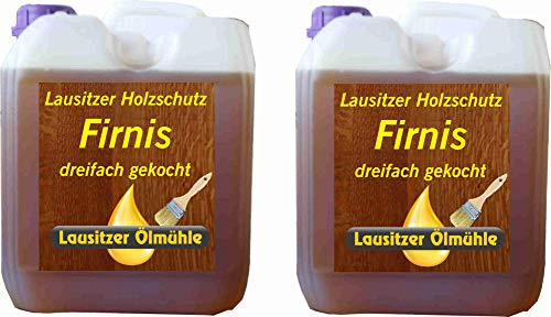 Leinöl Firnis 10 Liter (2 x 5 Liter) Lausitzer Leinölfirnis für Holzschutz dreifach gekocht und harzfrei