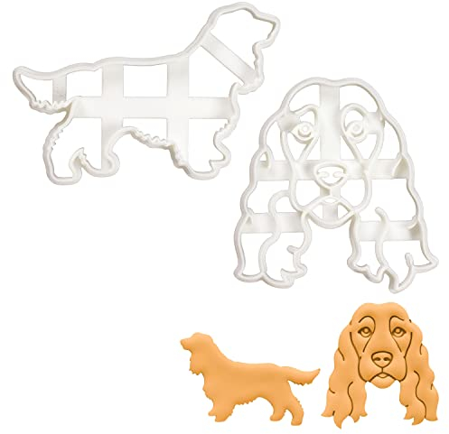Satz von 2 Cocker Spaniel Anzeigen Ausstechformen (Formen: Gesicht und Silhouette), 2 Teil