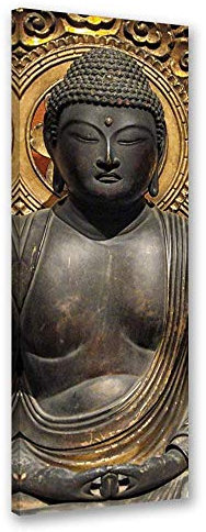 Feeby Leinwandbild Buddha Bild Kunstdruck Orient Braun 25x70 cm
