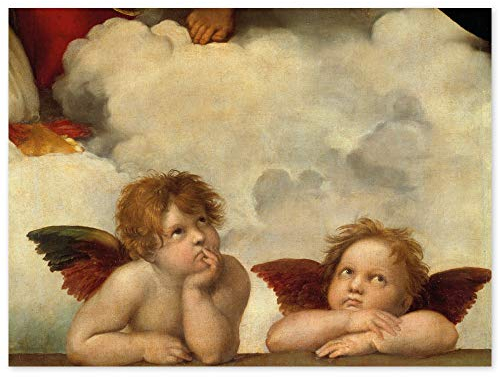 JUNIWORDS Poster, Raffael, Raffaello Sanzio da Urbino, Die Engel der Sixtina, Raffaels Engel, Detail aus Die Sixtinische Madonna, 27 x 20 cm