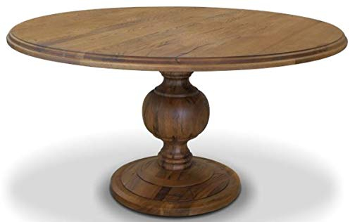 Casa Padrino Massivholz Küchentisch - Verschiedene Größen & Farben - Runder rustikaler Eichenholz Esstisch - Esszimmermöbel, Holzfarbe:Bestwood Gray, Tisch Grösse:Ø 120 cm